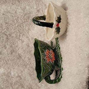 Vintage Christmas Ceramic Sleigh and Basket